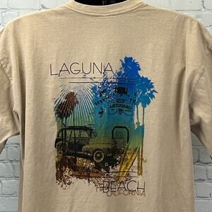 Laguna Beach California T Shirt Woody Surfer Crazy Shirts Beige Mens XL X-Large